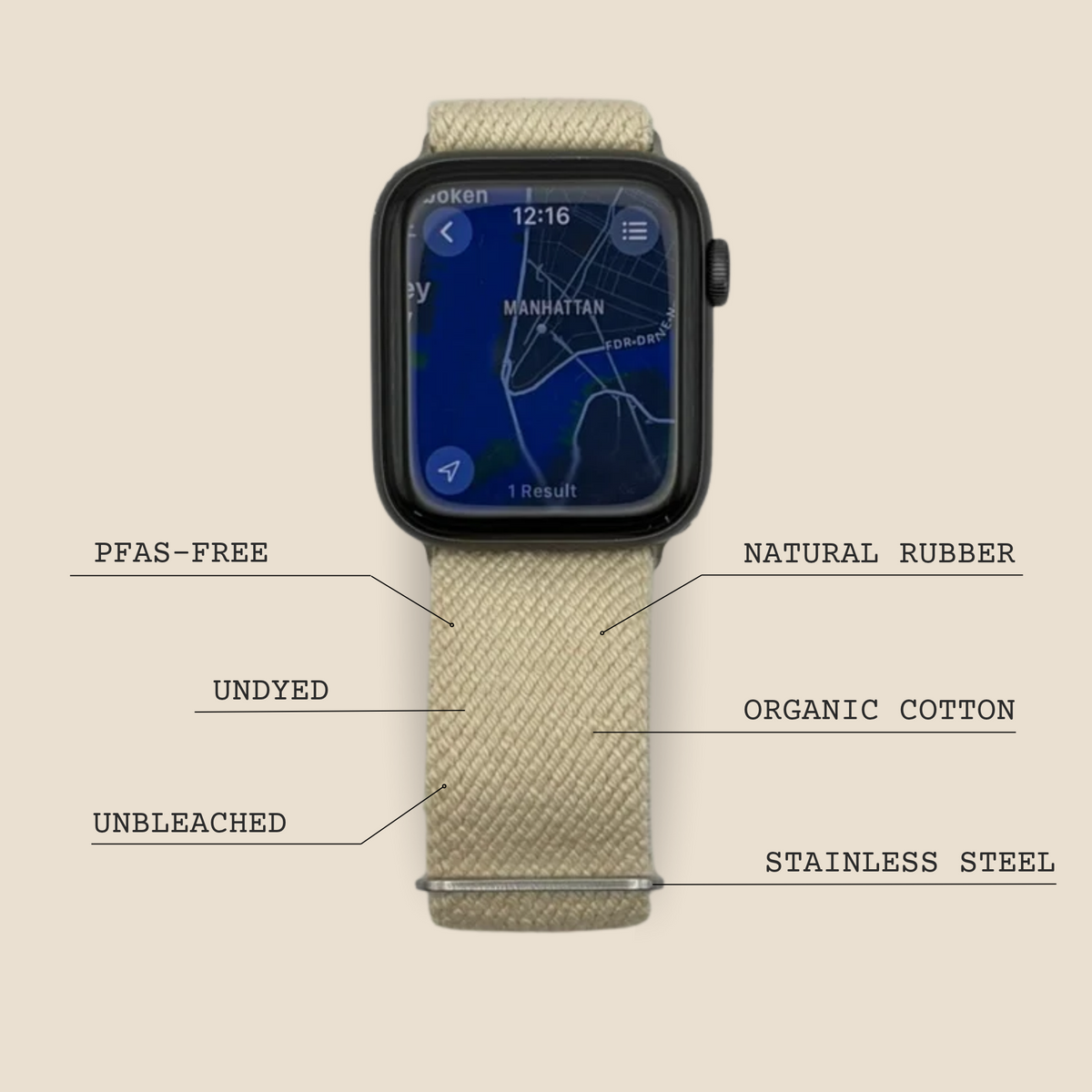 Undyed Organic Cotton Apple Watch Band
